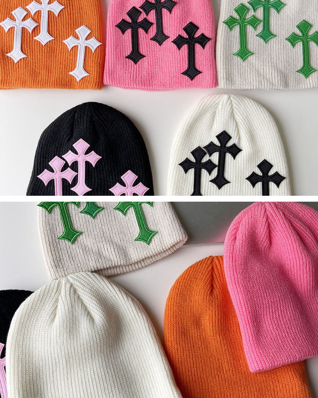 Cross Knitted Cotton Blend Beanie