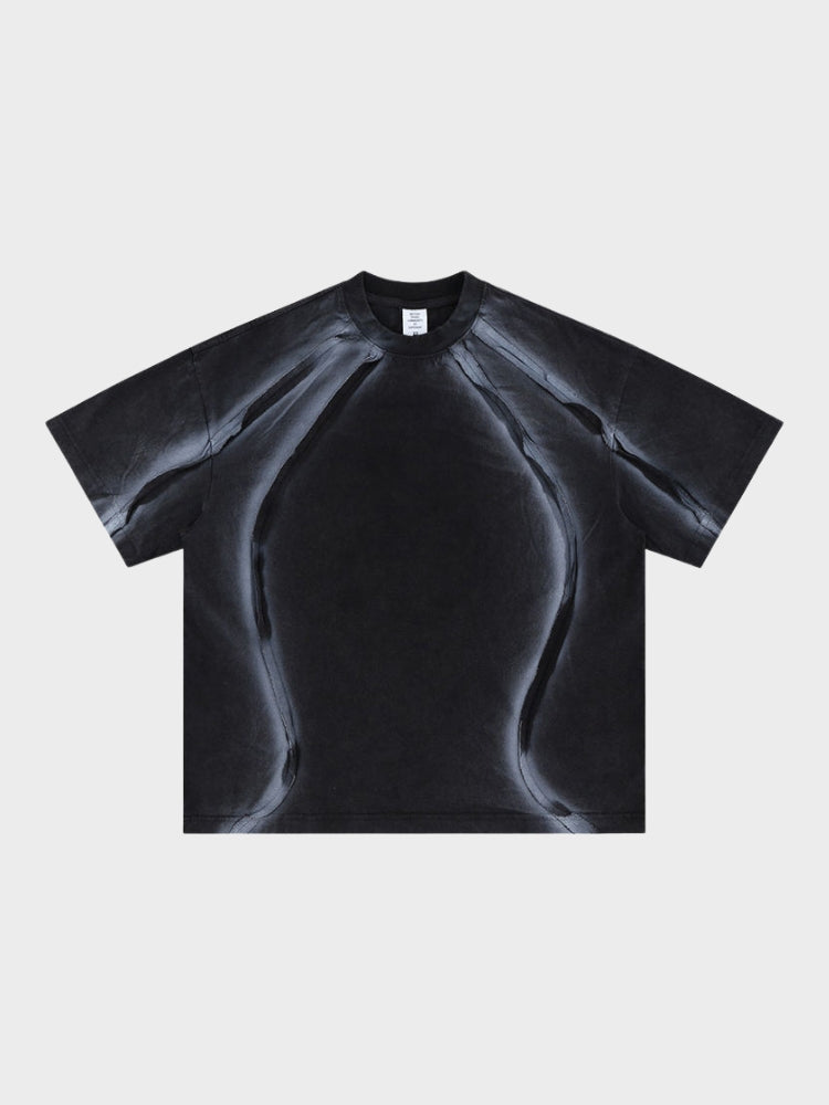 Oversized Cotton Knit Short-Sleeve T-Shirt Black