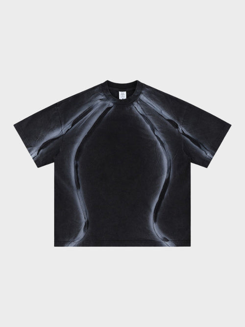 Oversized Cotton Knit Short-Sleeve T-Shirt Black
