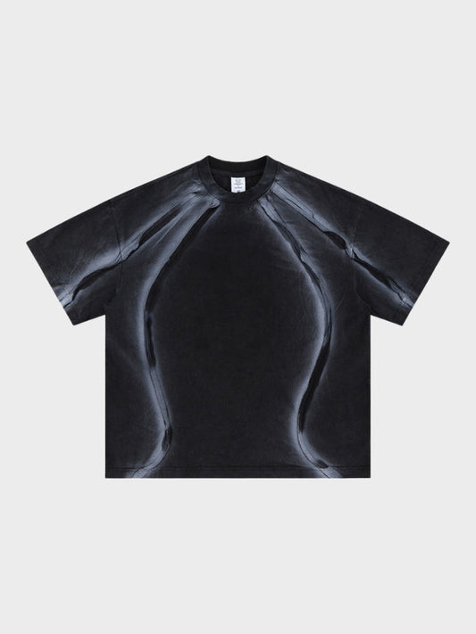 Oversized Cotton Knit Short-Sleeve T-Shirt Black