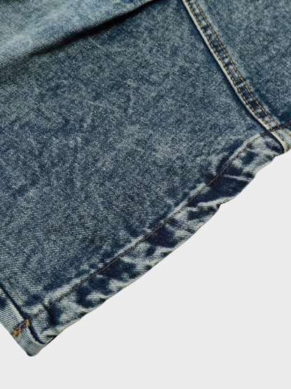 Longline Baggy Studded Denim Shorts Gray Blue
