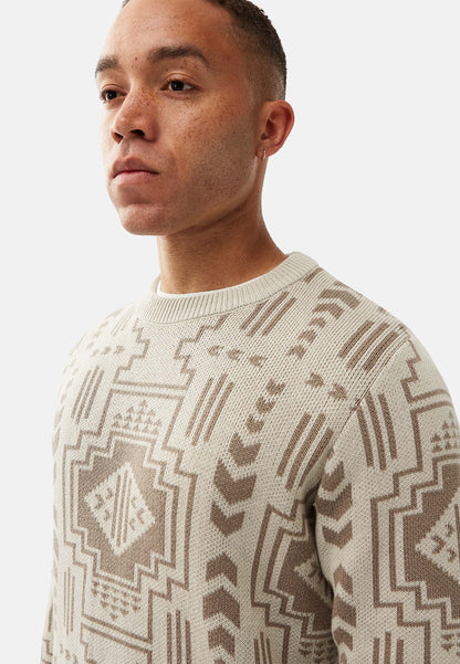Organic Cotton Knit Crew Neck Sweater Stone Grey