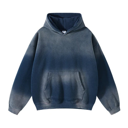 Unisex Acid Wash Gradient Distressed Oversized Hoodie