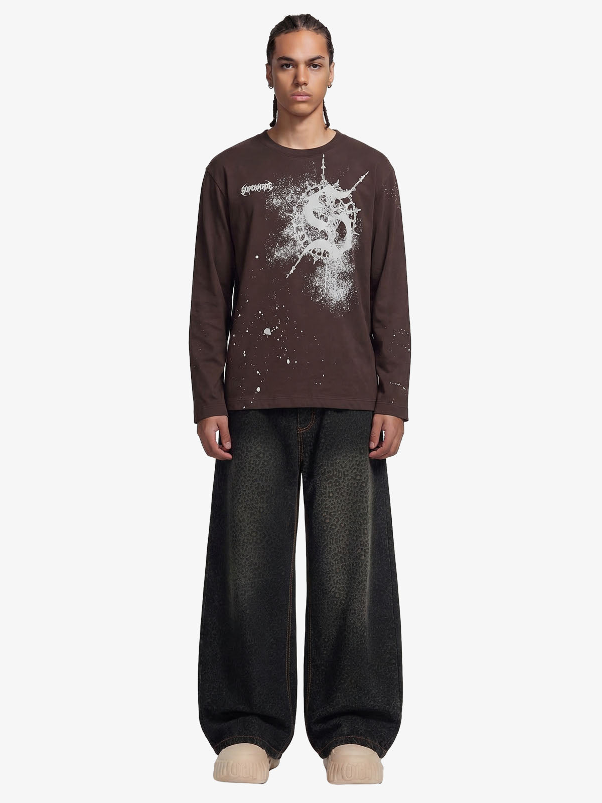 Leopard Print Denim Barrel Jeans