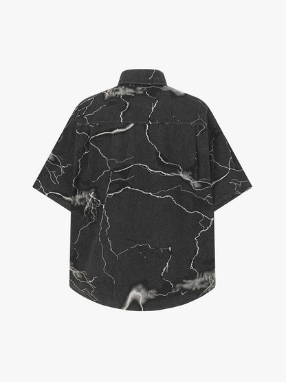 Vintage Lightning Bolt Graphic Denim Shirt
