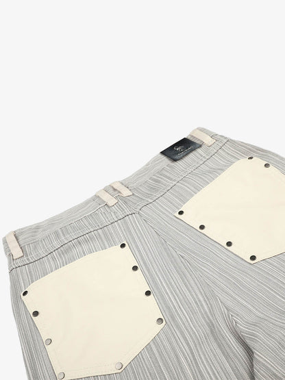 Wide-leg silhouette and graphic print shown on casual jeans