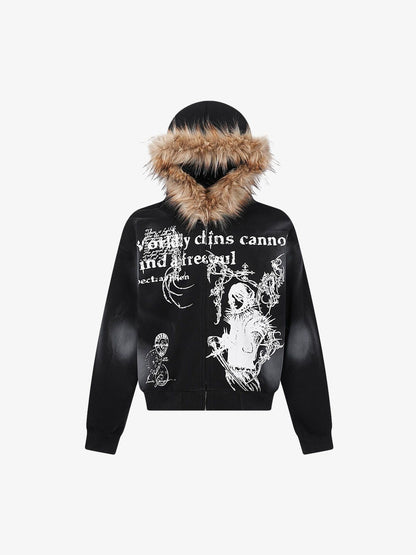 Graphic Print Hooded Jacket for Men