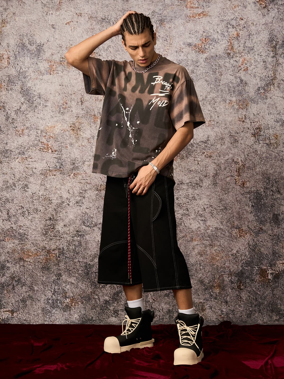 Ink Splash Letter Print T-Shirt