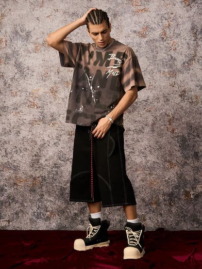 Ink Splash Letter Print T-Shirt