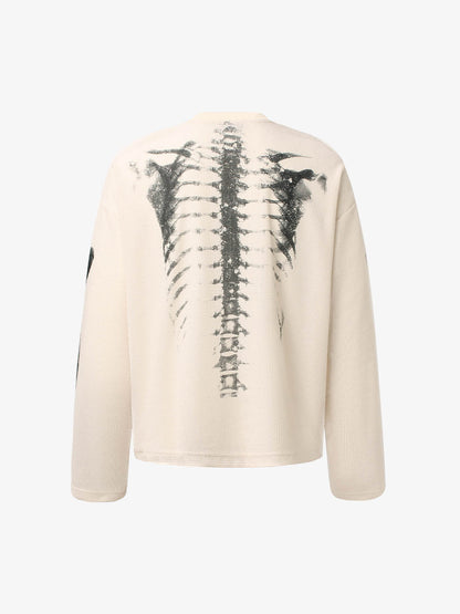 Skeleton Graphic Waffle Knit Sweatshirt
