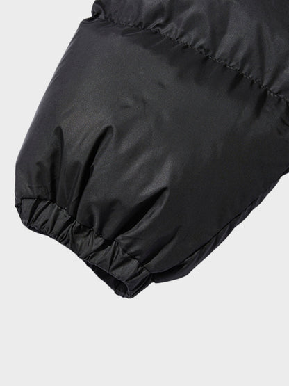Puffer Jacket Quilted Stand Collar With Removable Hood
