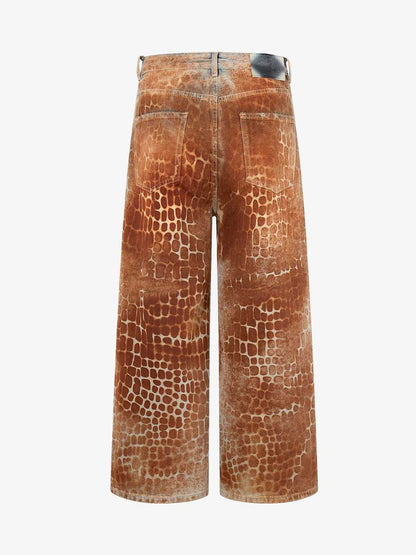 Revelse™ Croc Texture Washed Wide Leg Denim Jeans