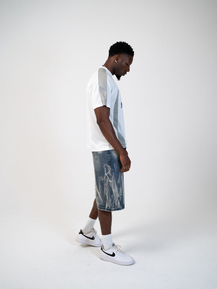 Men's Distressed Denim Relaxed Fit Jorts Blue