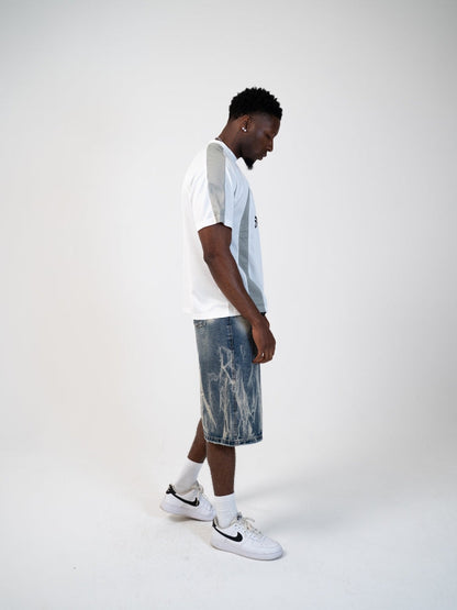 Men's Distressed Denim Relaxed Fit Jorts Blue