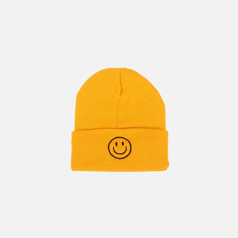 Embroidered Smile Cotton Blend Beanie