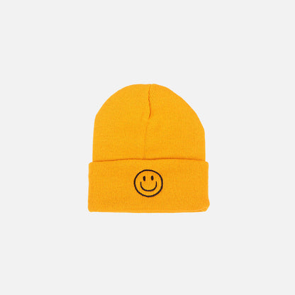Embroidered Smile Cotton Blend Beanie