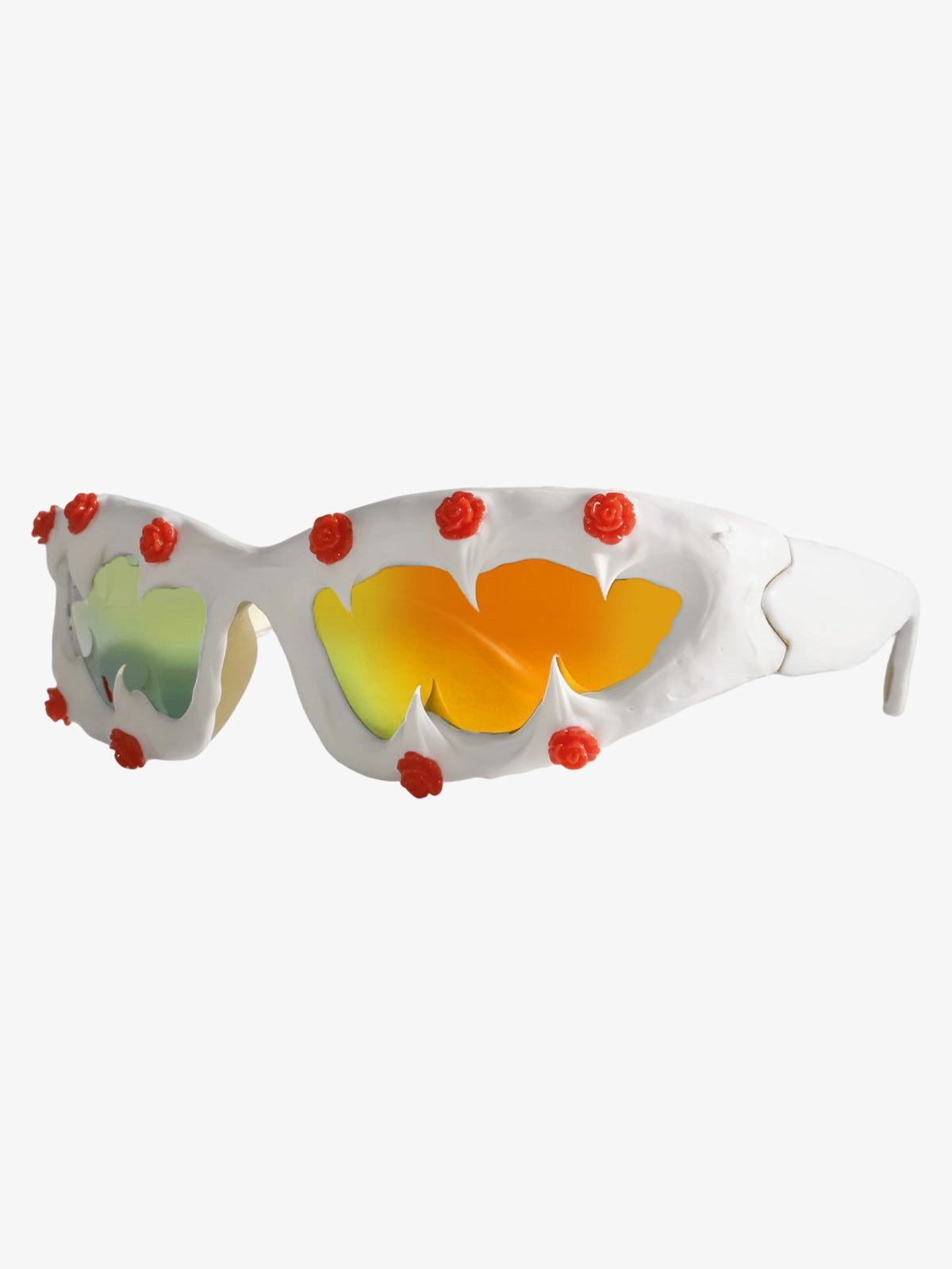 Side view showing the sculptural shape of the party glasses