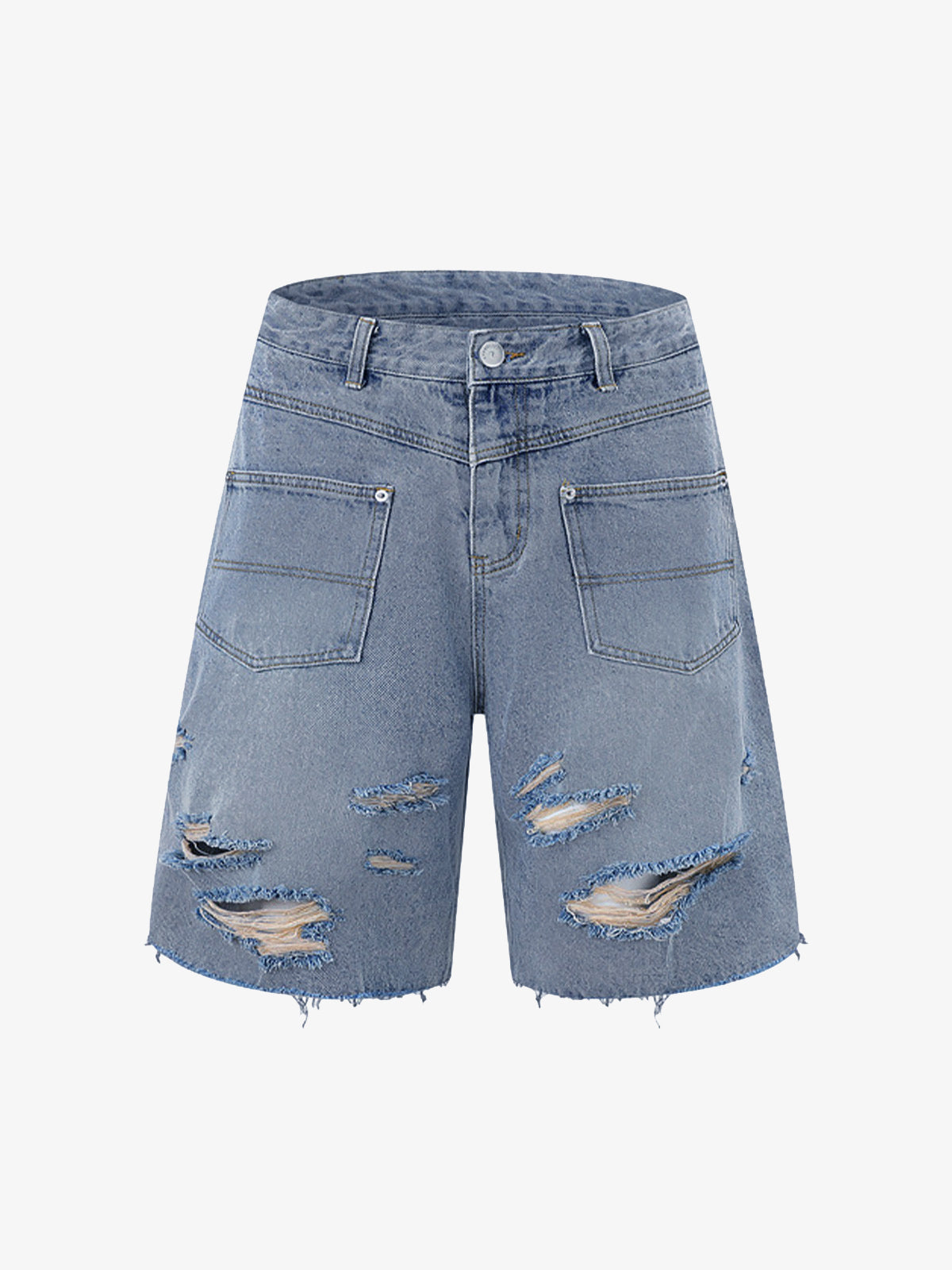 Men's Ripped Distressed Denim Jacket and Pants Set