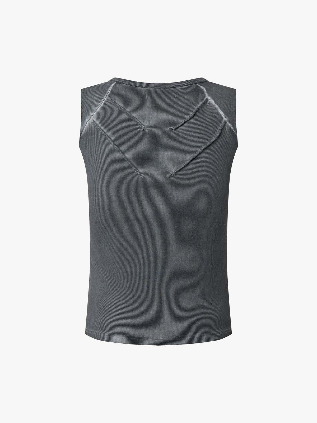 Revelse™  Ribbed Cotton-Blend Knit Vest Raw-Edge Seams