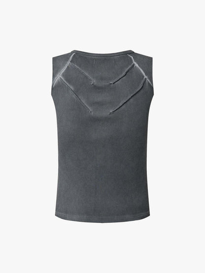 Revelse™  Ribbed Cotton-Blend Knit Vest Raw-Edge Seams
