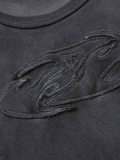 Revelse™  Ribbed Cotton-Blend Knit Vest Raw-Edge Seams