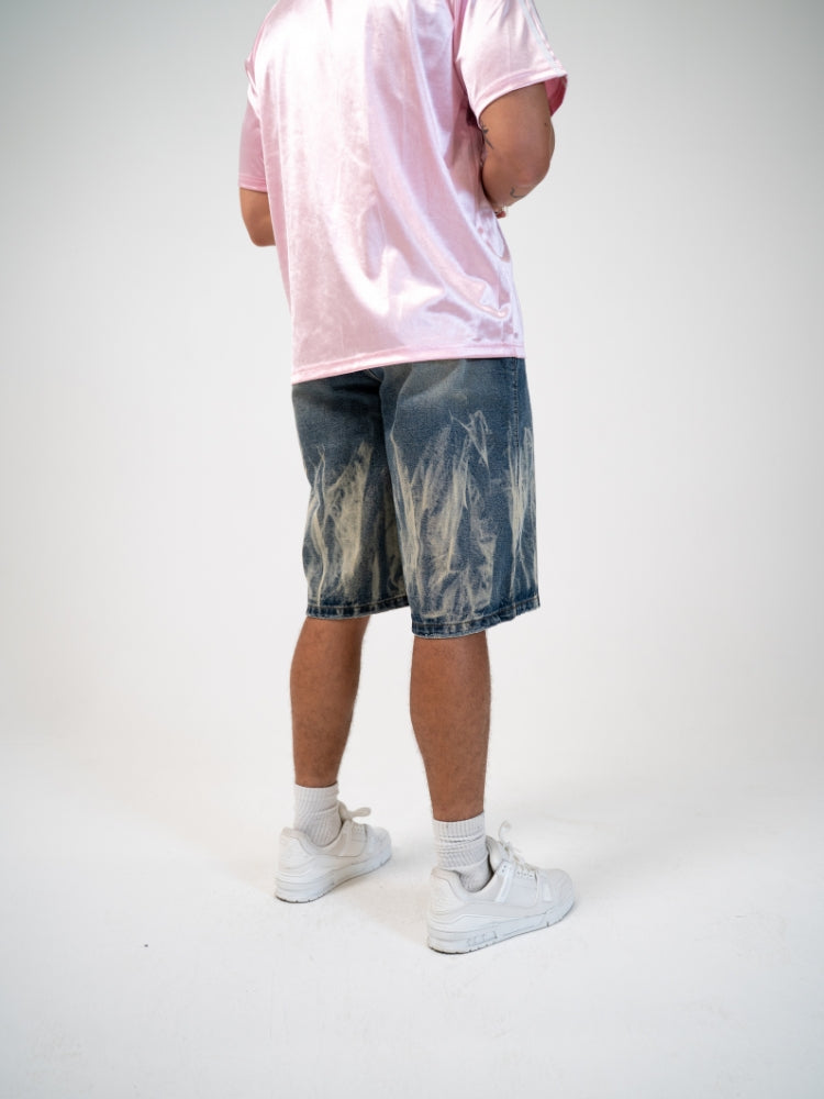 Men's Distressed Denim Relaxed Fit Jorts Blue