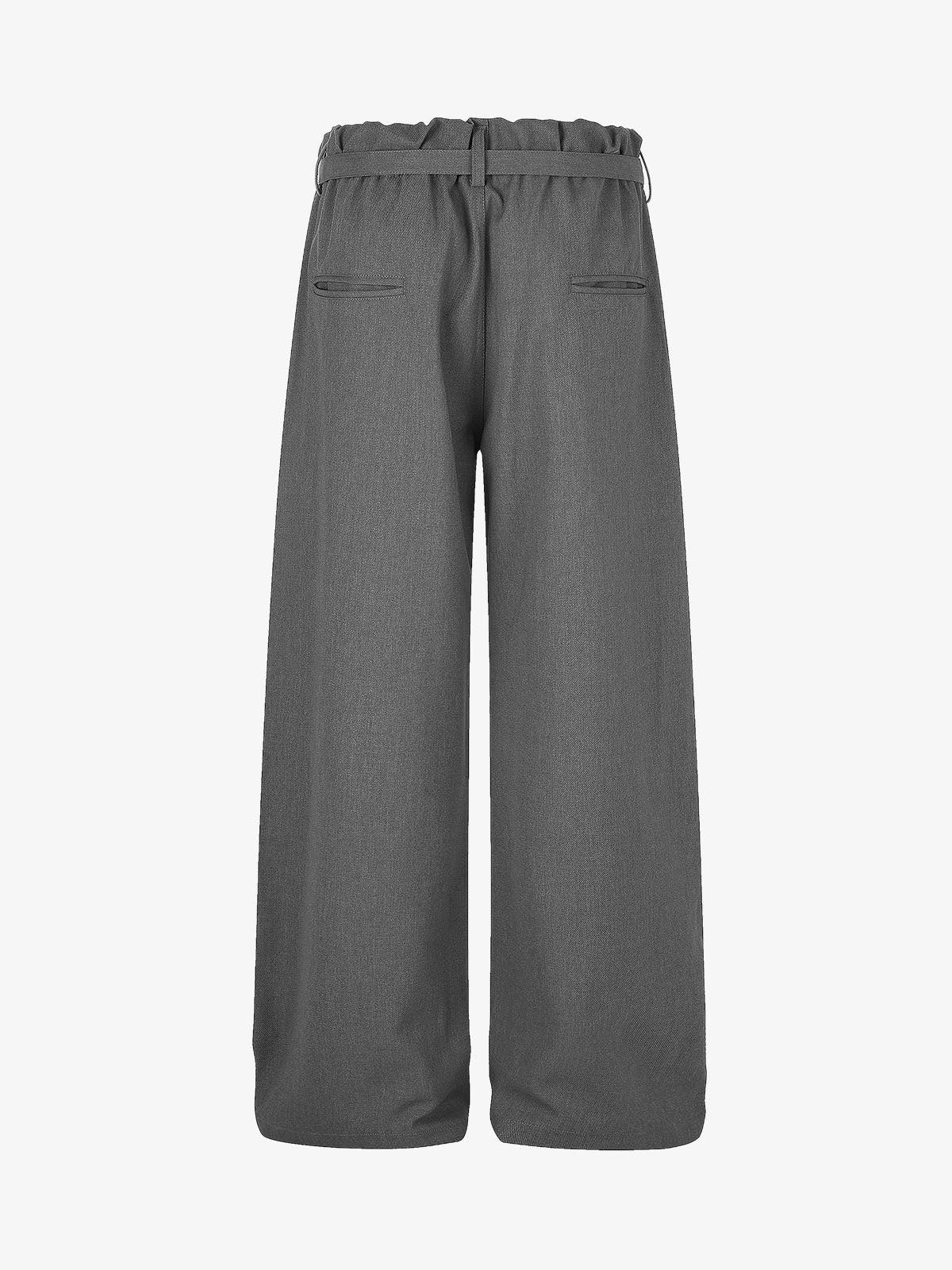 Front view of wide-leg printed casual trousers