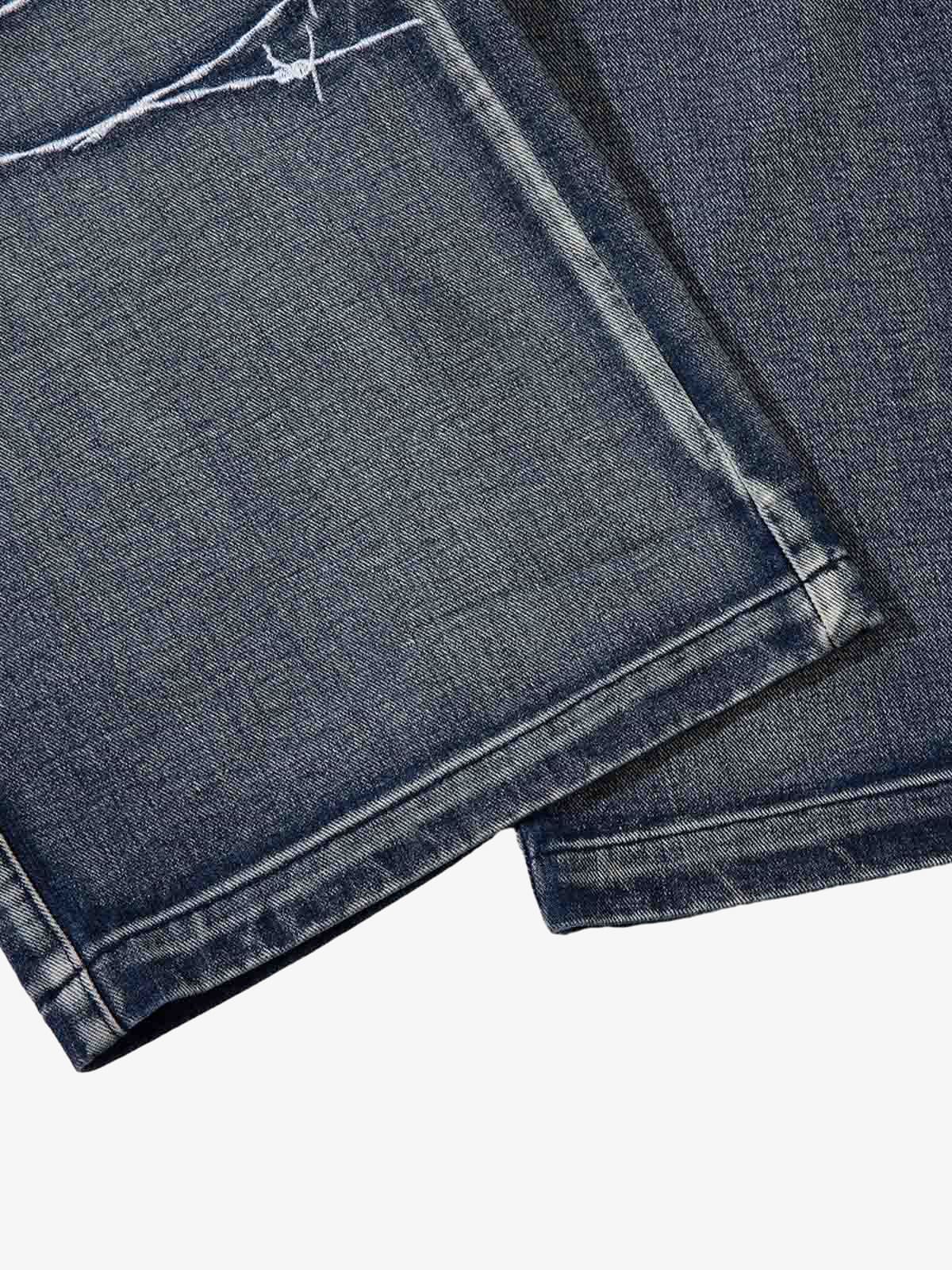 Embroidered Hip-Hop Street Style Jeans