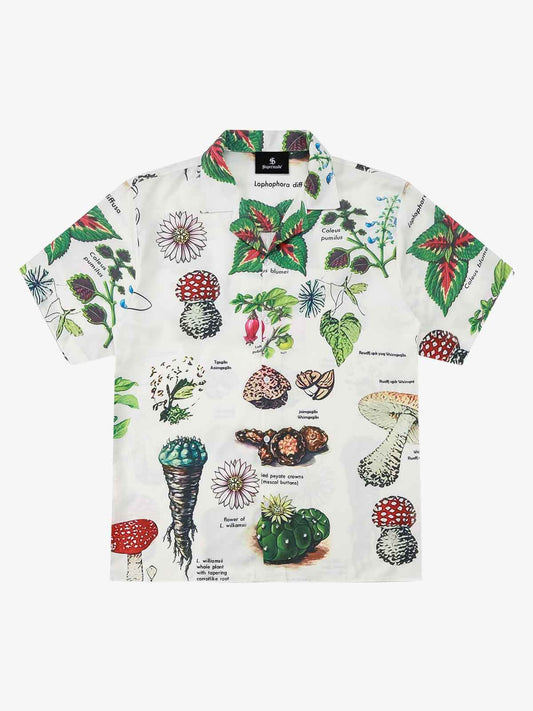 Revelse™  Cotton Blend Camp Collar Boxy Shirt Botanical Print