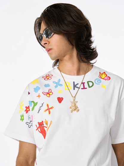 Retro Hand-Painted Graffiti Art T-Shirt