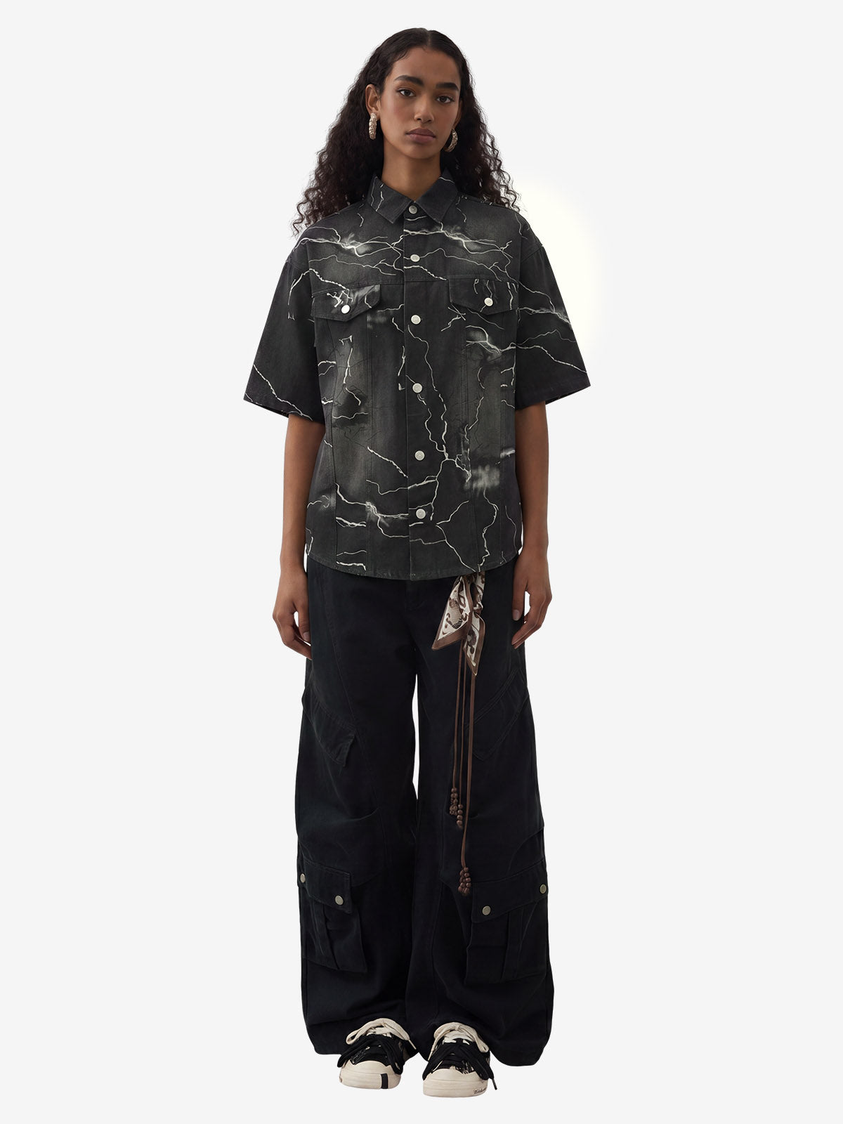 Vintage Lightning Bolt Graphic Denim Shirt