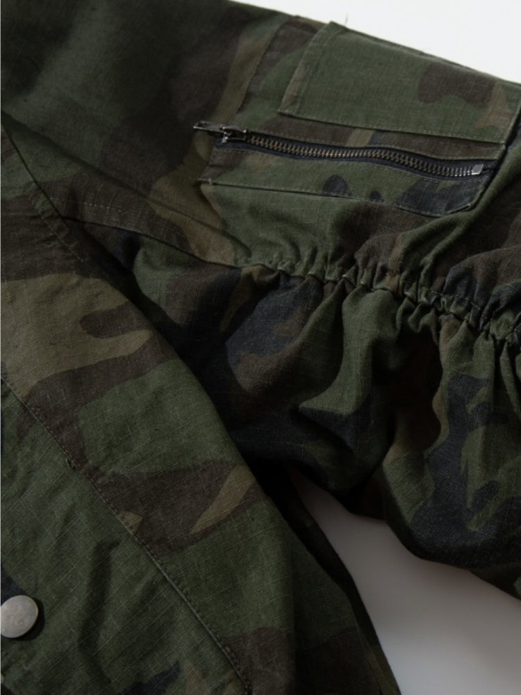 Camouflage Cotton Quilted Hooded Jacket