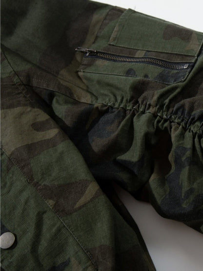 Camouflage Cotton Quilted Hooded Jacket