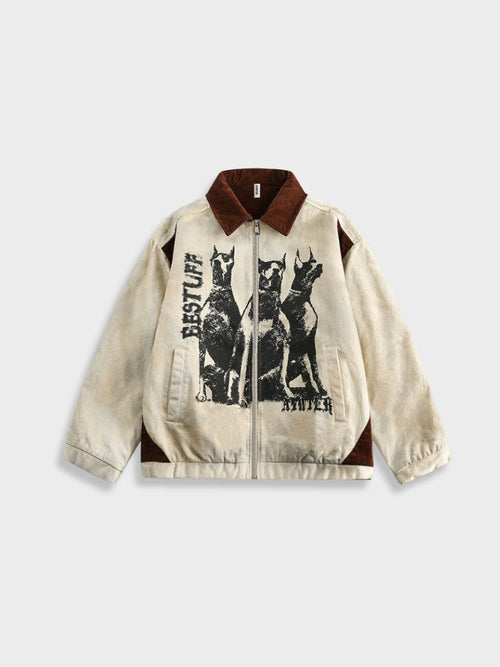 Relaxed-fit polyester streetwear jacket shown from the front