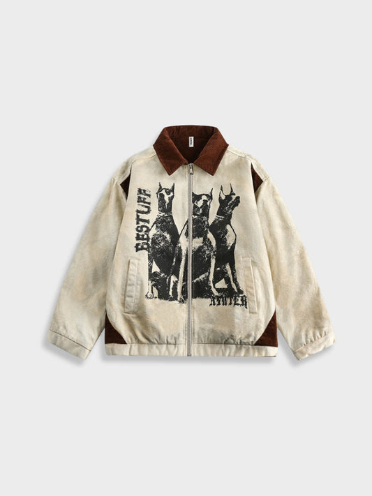 Relaxed-fit polyester streetwear jacket shown from the front