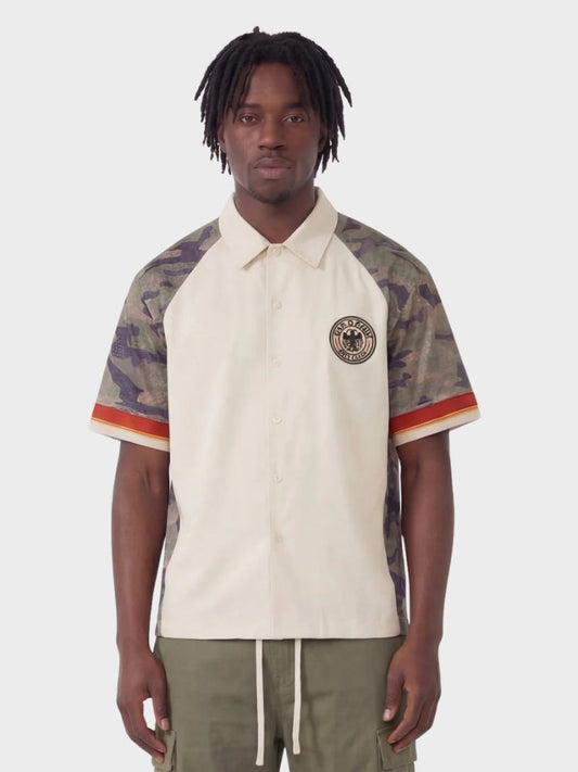 Cotton Blend Camo Panel Football Mesh Tee