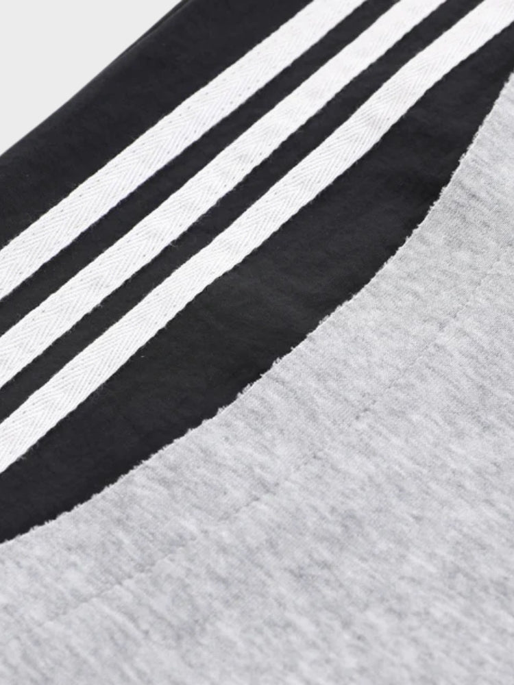 Wide-Leg Cotton Joggers with Side Stripe Panels