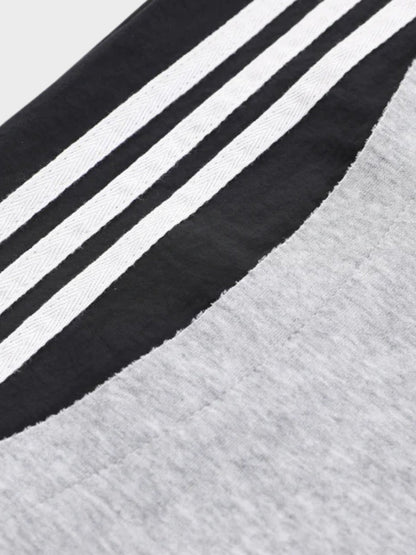 Wide-Leg Cotton Joggers with Side Stripe Panels