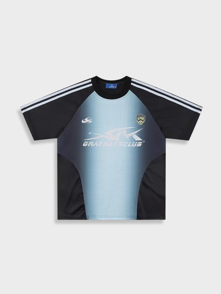 Distressed Football Mesh T-Shirt Cotton Blend