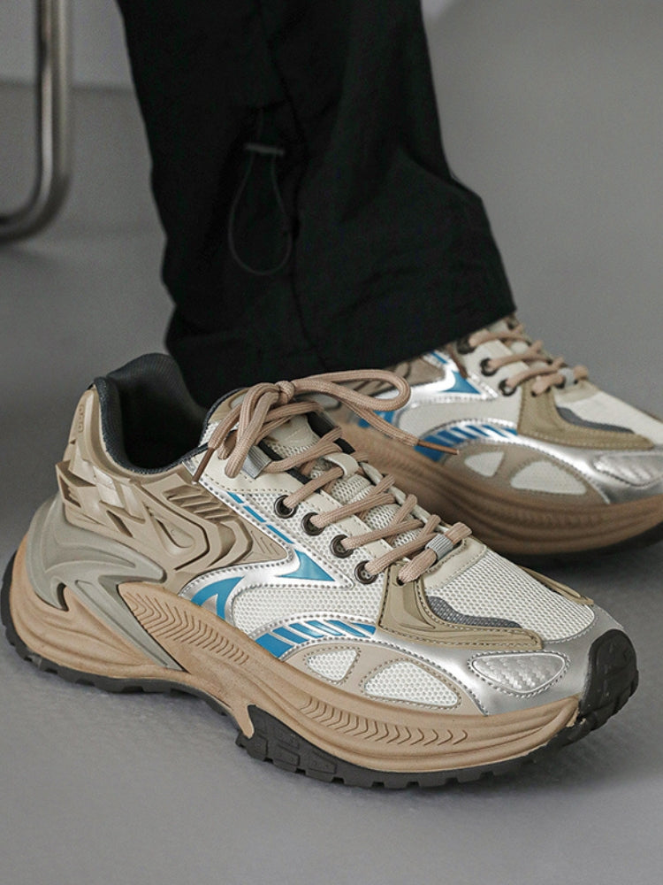 Close-up view of the trainers’ upper and sole