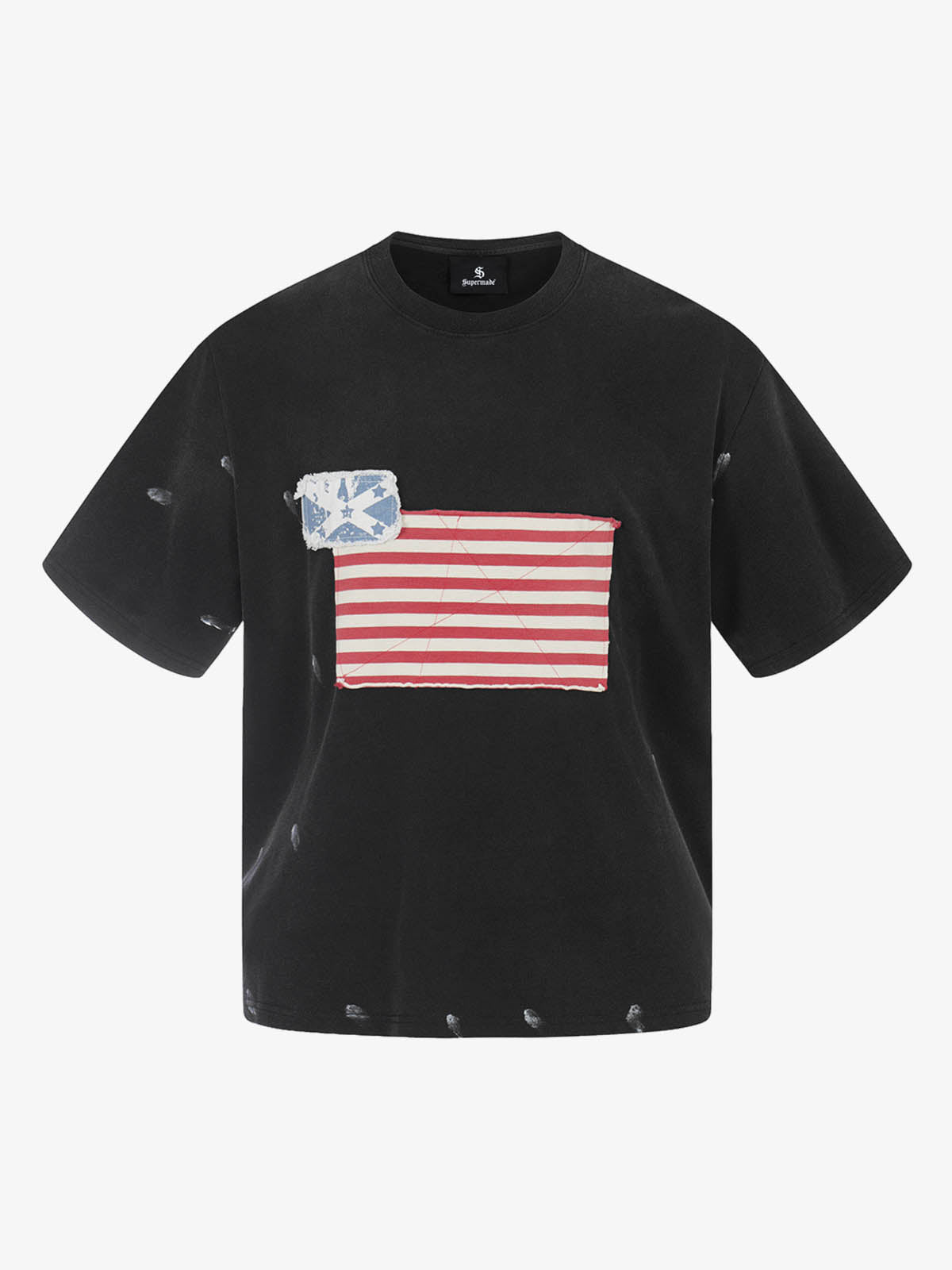Vintage Washed Cotton Graphic Patchwork T-Shirt