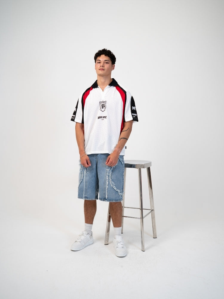 Distressed Embroidered Denim Jorts