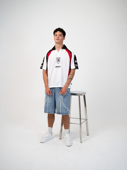 Distressed Embroidered Denim Jorts