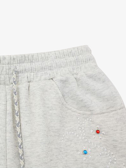 Revelse™  Rhinestone Graphic Jersey Knit Shorts