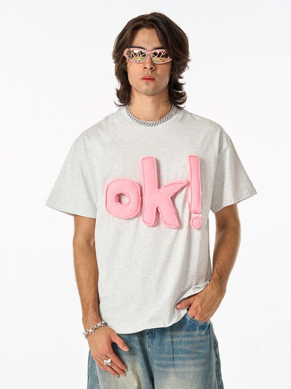 Revelse™ Graphic OK! Slogan Cotton T-Shirt
