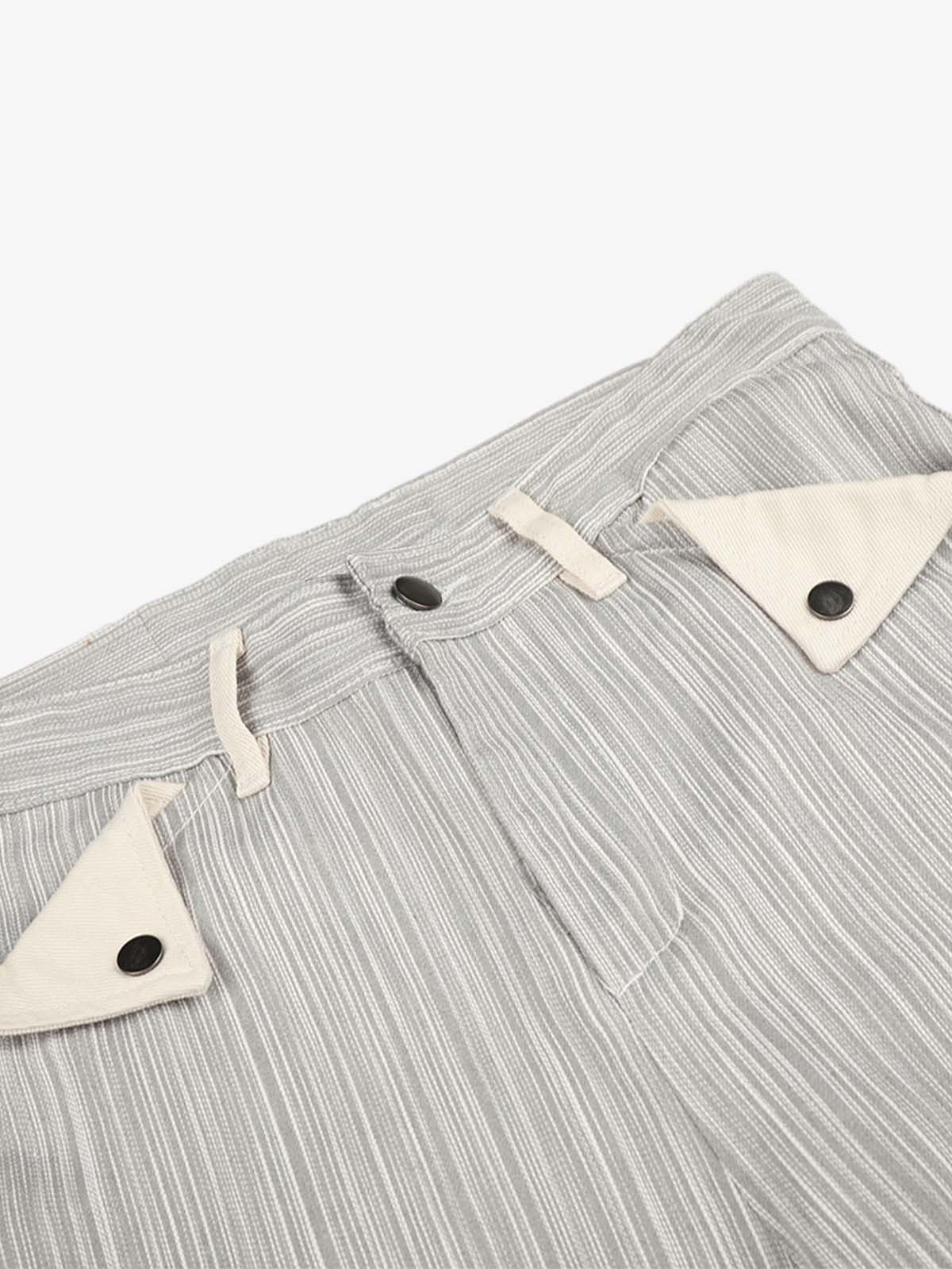 Striped colour-block detail across wide-leg denim jeans