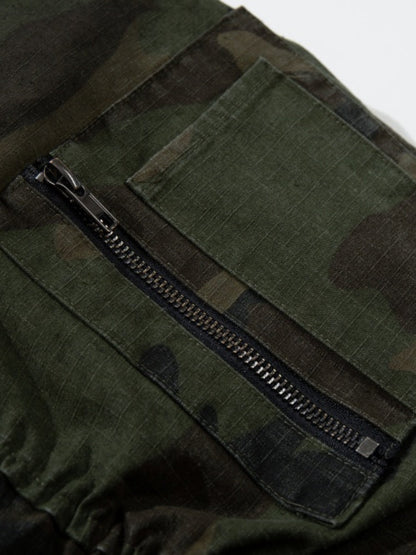 Camouflage Cotton Quilted Hooded Jacket