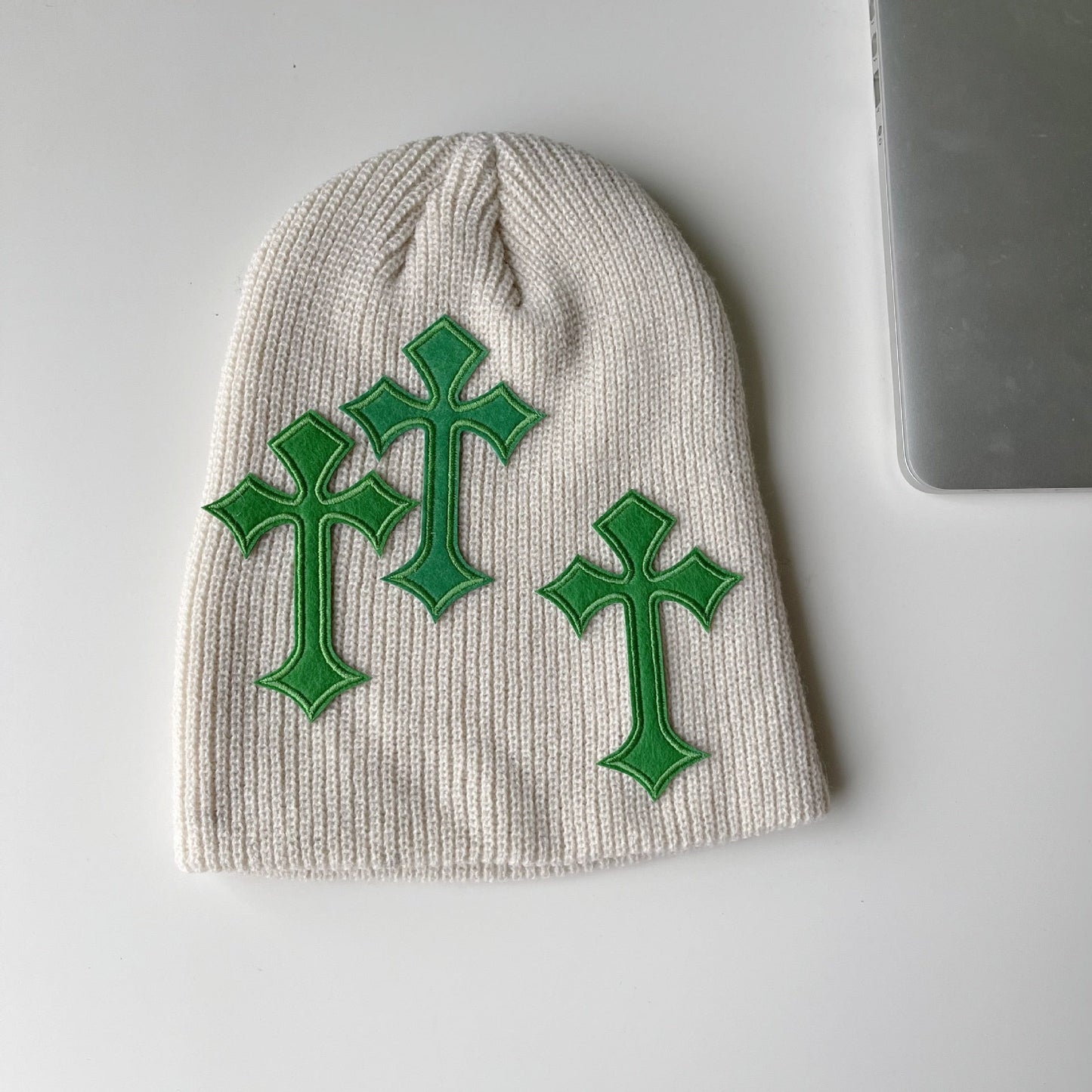 Cross Knitted Cotton Blend Beanie
