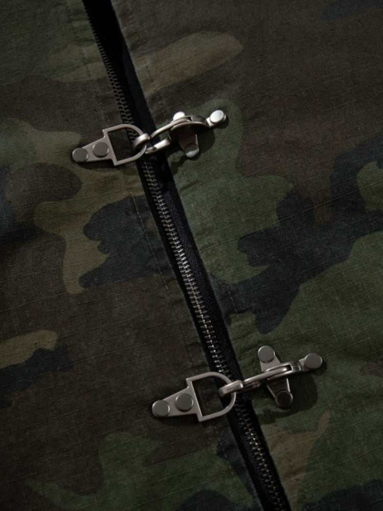 Camouflage Cotton Quilted Hooded Jacket