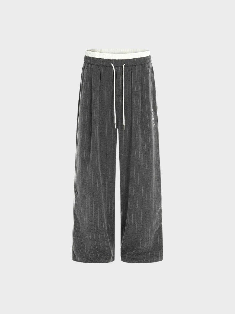 Striped Polyester Tracksuit Set Dark Grey